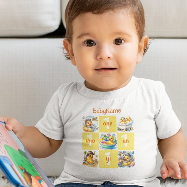 Camiseta Para Bebê Rubber Duck Primeiro Aniversário Diversão Multilín (Criador carregado)