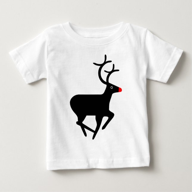Camiseta Para Bebê Rudolf, Reindeer Vermelho Nosed (Frente)