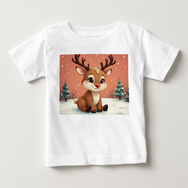 Camiseta Para Bebê Rudolph fofo (Frente)