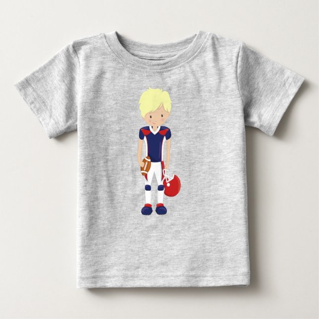 Camiseta Para Bebê Rugby, Futebol Americano, Garoto Bonito, Cabelo Lo (Frente)