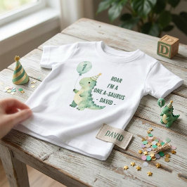 Camiseta Para Bebê Rugir Eu Sou um One-A-Saurus Primeiro Aniversário