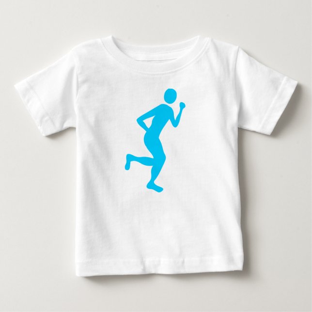 Camiseta Para Bebê Runner (Homem) - Azul-Céu (Frente)