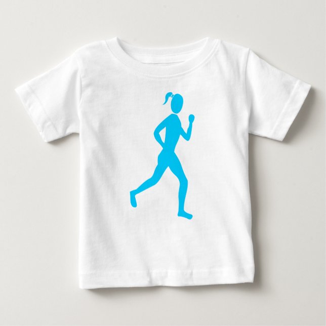 Camiseta Para Bebê Runner (Mulher) - Azul-Céu (Frente)
