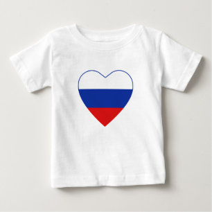 Camiseta Para Bebê Rússia Flag Heart Shirt