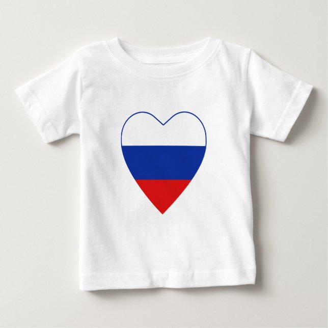 Camiseta Para Bebê Rússia Flag Heart Shirt (Frente)