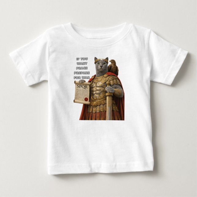 Camiseta Para Bebê Russian Blue Caesar Cat (Frente)