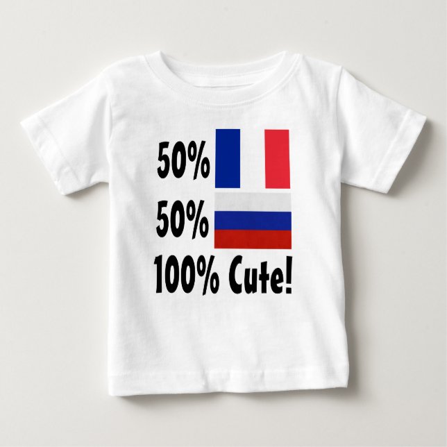 Camiseta Para Bebê Russo 100% do francês 50% de 50% bonito (Frente)
