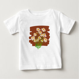 Camiseta Para Bebê Rustic floral design on brown background