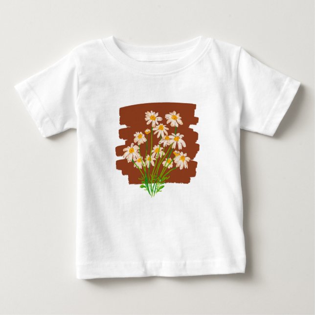 Camiseta Para Bebê Rustic floral design on brown background (Frente)