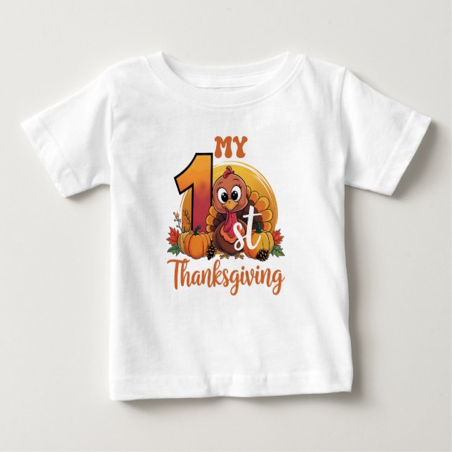 Camiseta Para Bebê Rustic Thankanding Pumpkin Watercolor Autumn (Frente)
