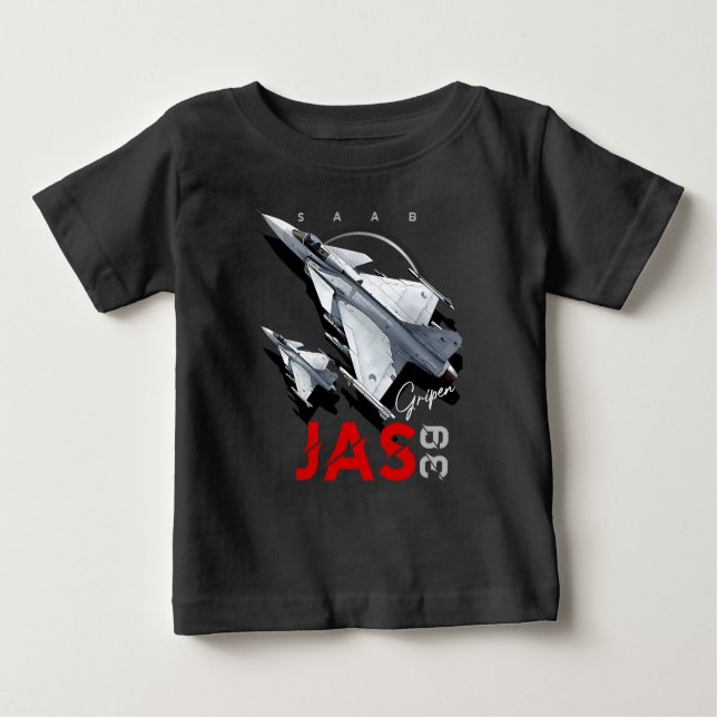 Camiseta Para Bebê Saab JAS39 Gripen Aeronaves de combate suecas (Frente)