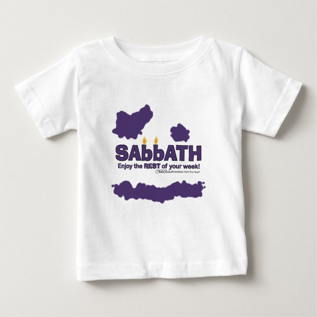 Camiseta Para Bebê Sabá com velas - Aproveite o REST da sua semana (Frente)