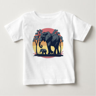 Camiseta Para Bebê Sábio e Selvagem - Sunset da Família de Elefantes
