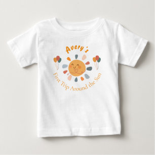 Camiseta Para Bebê Saco de Brindes de Aniversário Boho Primeira Volta