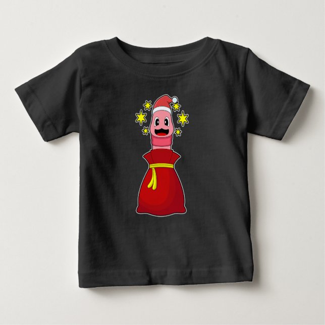 Camiseta Para Bebê Saco de Natal Worm Natal (Frente)