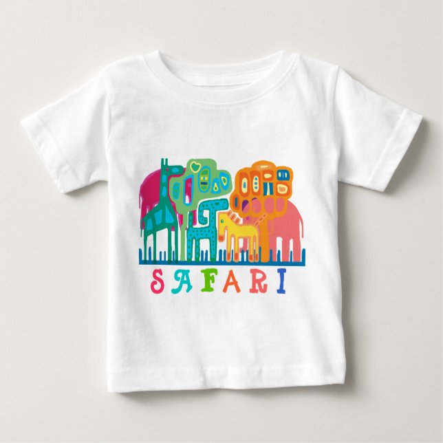 Camiseta Para Bebê Safari - animais selvagens (Frente)