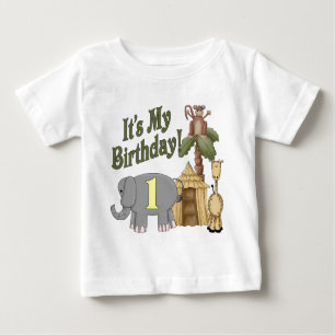 Camiseta Para Bebê Safari do primeiro aniversario