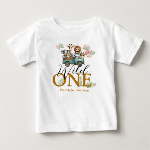 Camiseta Para Bebê Safari Wild One Primeiro Aniversário 