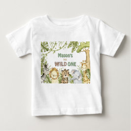 Camiseta Para Bebê Safari Wild One Watercolor Birthday