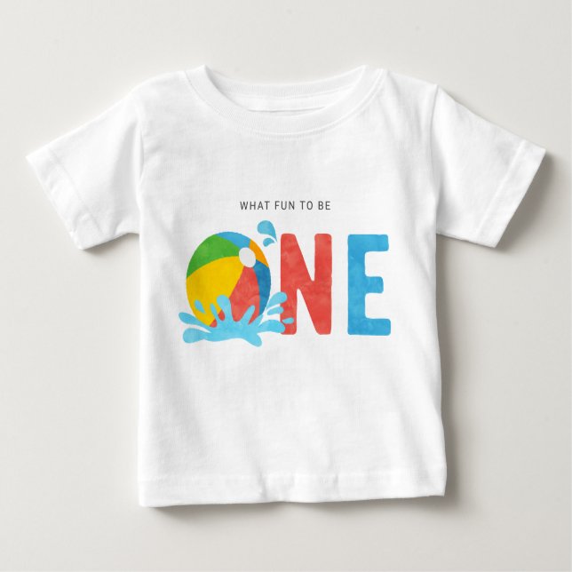 Camiseta Para Bebê Saída de Parte primeiro aniversario de piscina (Frente)