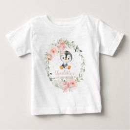 Camiseta Para Bebê Saída de primeiro aniversario Floral com Blush Pen