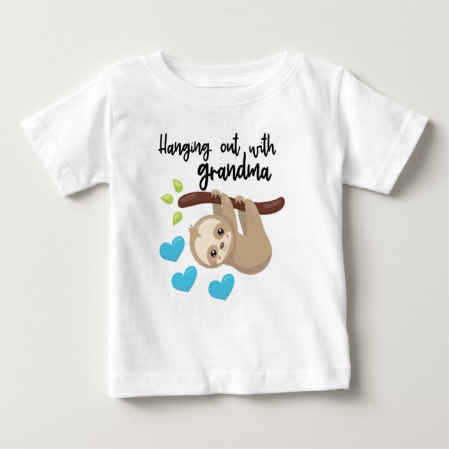 Camiseta Para Bebê Saindo com a avó onsie (Frente)