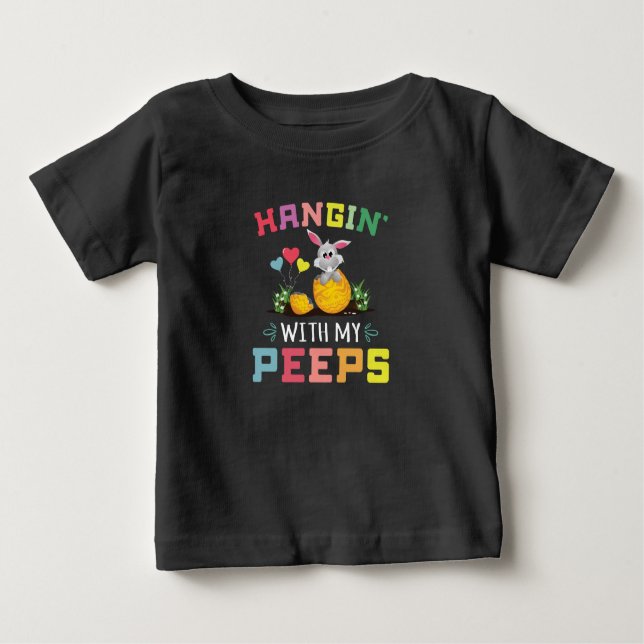 Camiseta Para Bebê Saindo com meus peeps (Frente)