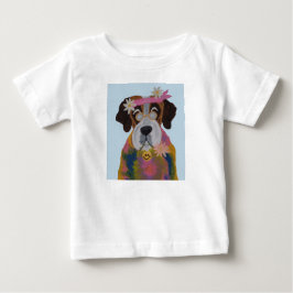 Camiseta Para Bebê Saint Bernard Hippie
