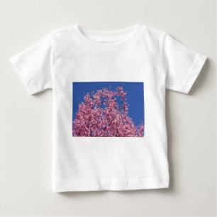 Camiseta Para Bebê Sakura Flores de Cerejeira no Azul