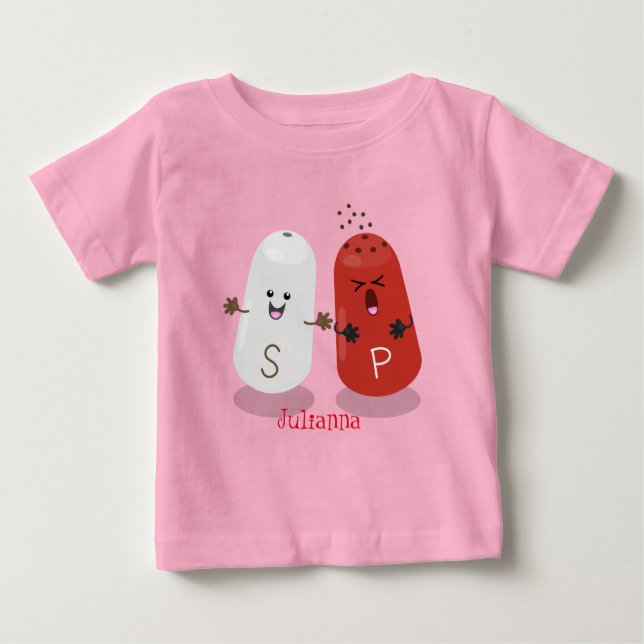 Camiseta Para Bebê Sal kawaii e cartografia dos pimentões (Frente)