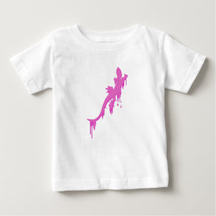 Camiseta Para Bebê Salamandra Cor-De-Rosa Distante Com Pó De Tinta