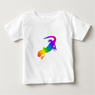Camiseta Para Bebê Salamandra Listrada de Arco-íris