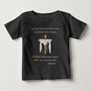 Camiseta Para Bebê Salm de Escritura Verso da bíblia 27:14 KJV