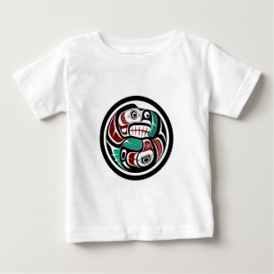 Camiseta Para Bebê Salmão Preto Gráfico Nativo Americano Vermelho