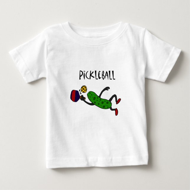 Camiseta Para Bebê Salmoura engraçada do pulo que joga Pickleball (Frente)