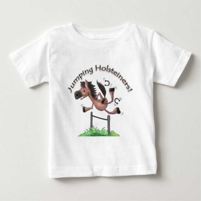 Camiseta Para Bebê Saltando Holsteiners! (Frente)