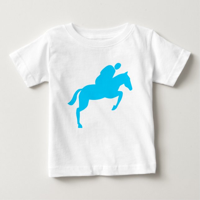 Camiseta Para Bebê Salto de cavalos - Azul-céu (Frente)