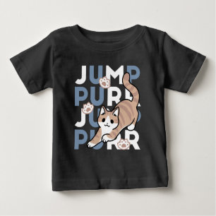 Camiseta Para Bebê Salto Purr de Salto: Design de Gato Reproduzível c