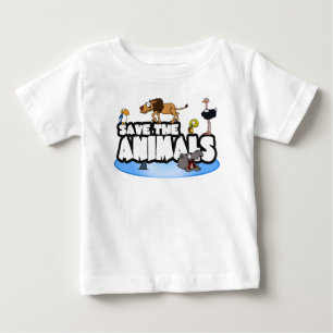 Camiseta Para Bebê Salvar o T do bebê dos animais
