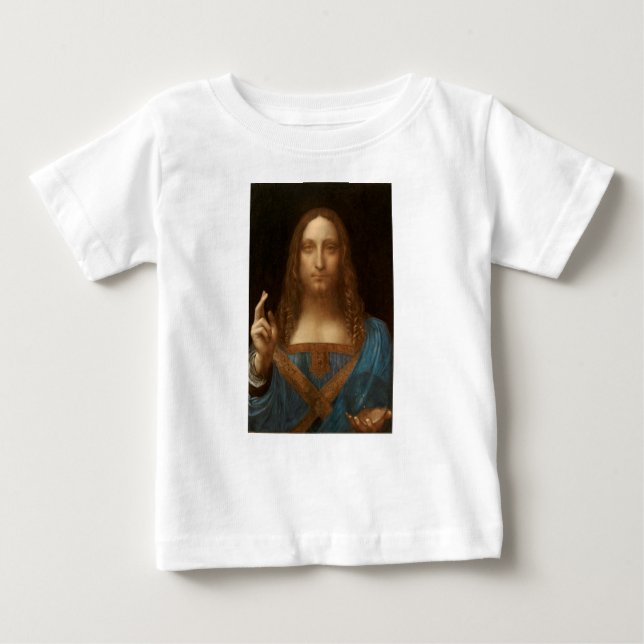 Camiseta Para Bebê Salvator Mundi (Salvador do Mundo) (da Vinci) (Frente)