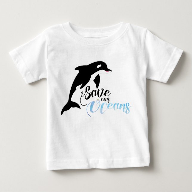Camiseta Para Bebê Salve nossos oceanos (Frente)