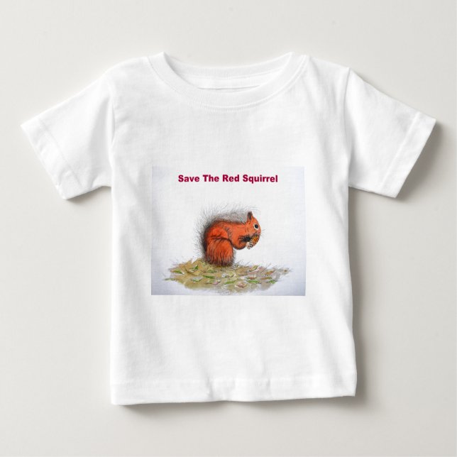 Camiseta Para Bebê Salve o esquilo vermelho (Frente)