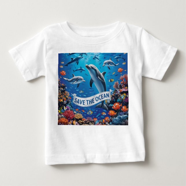 Camiseta Para Bebê Salve o oceano, por favor (Frente)