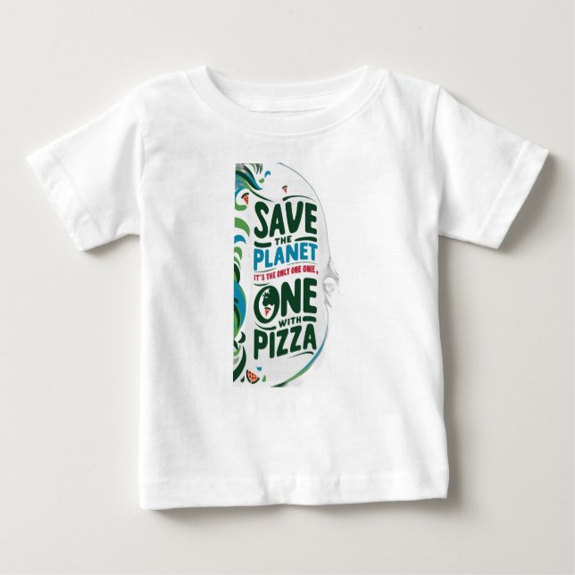 Camiseta Para Bebê Salve o planeta, é o único com pizza (Frente)