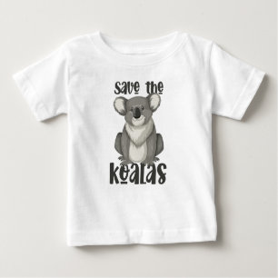 Camiseta Para Bebê Salve o T-Shirt de Koalas
