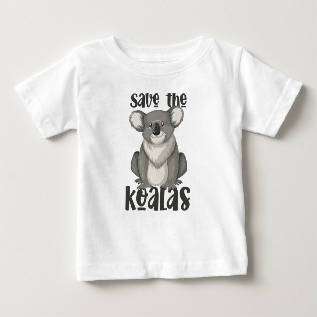 Camiseta Para Bebê Salve o T-Shirt de Koalas (Frente)
