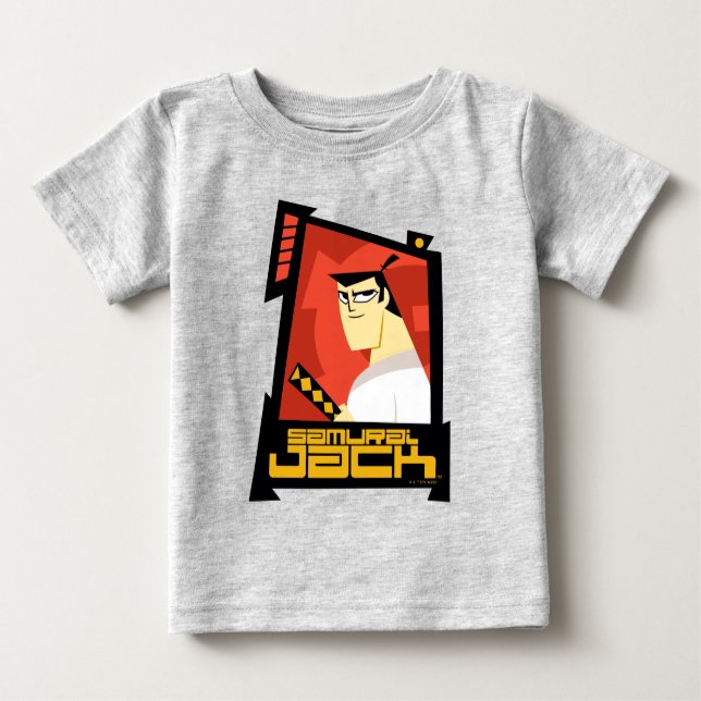 Camiseta Para Bebê Samurai Jack Sorria Gráfico de Quadro Futurístico (Frente)