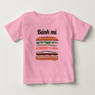 Camiseta Para Bebê Sanduíche vietnamita Banh Mi baguete de pão francê