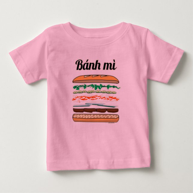 Camiseta Para Bebê Sanduíche vietnamita de Banh Mi baguete francês (Frente)
