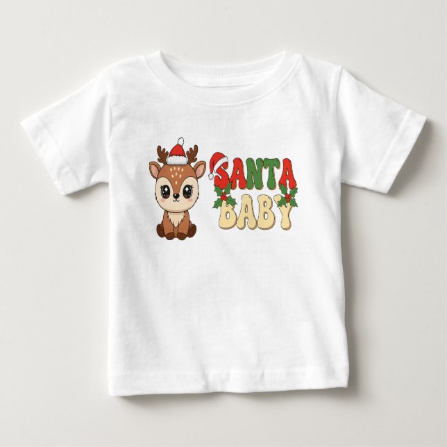Camiseta Para Bebê Santa Baby Reindeer (Frente)